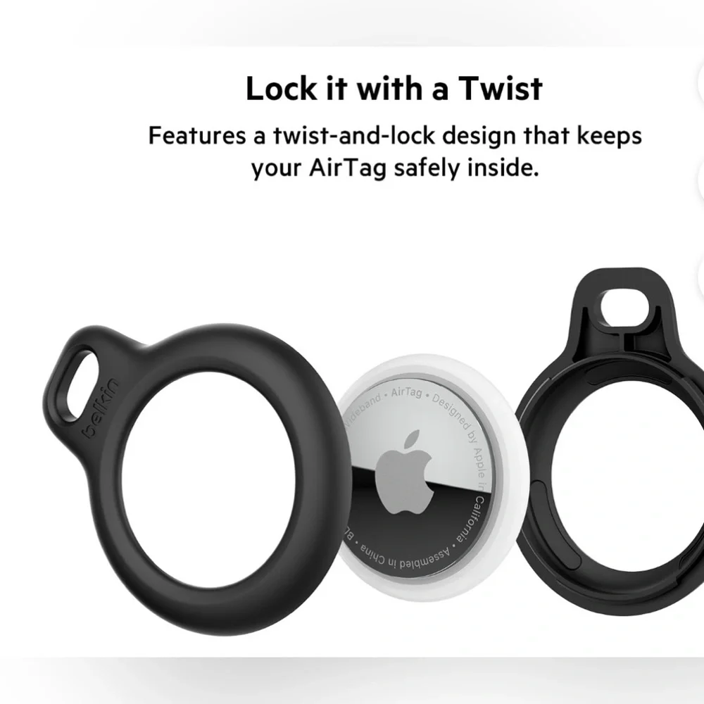 Bellingham Secure Holder with Key Ring for Air Tag Black